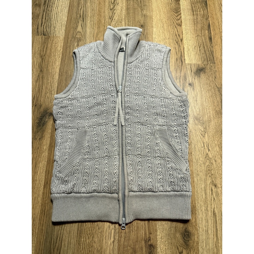 Athleta Sweater Womens Size XS Gray Full Zip Padded Vest Knit 45279